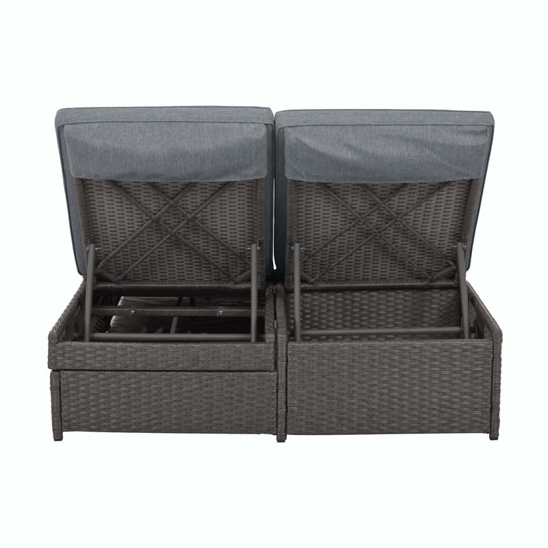 Kizzie 47.2'' Wide Rectangle Steel Patio Daybed with Cushions, Gray
