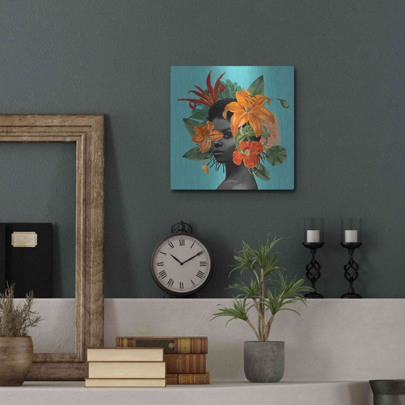 Winston Porter «Tangerine Tropics II» par Grace Popp, art mural en métal, H 12 po x l 12 po