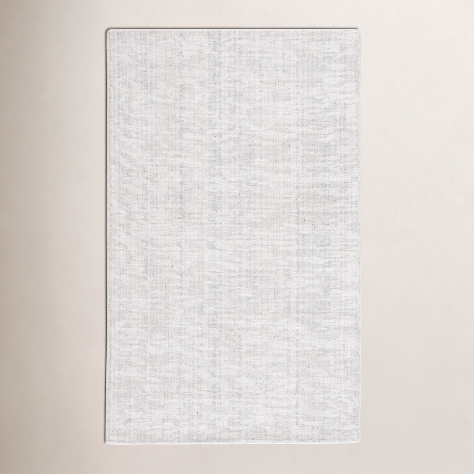 Crista White Gray Hand-Loomed Wool Rug, Rectangle 5' x 8'