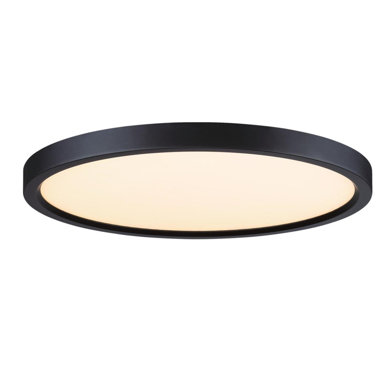 Black Round LED Flush Mount Ceiling Light with White Acrylic Shade