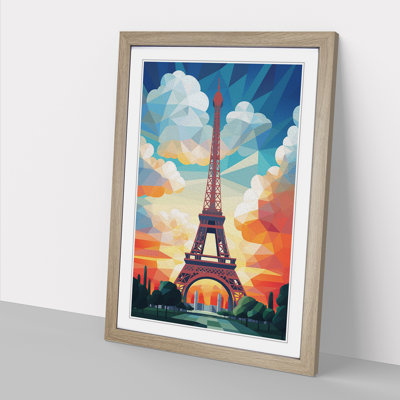 Eiffel Tower Geometric - Single Picture Frame Print on Wood