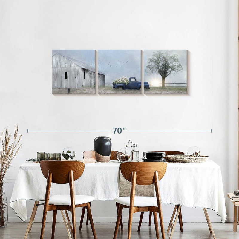 Ensemble 3 pièces grange sur toile Jonestown, H 18 po x l 57 po x P 1,25 po