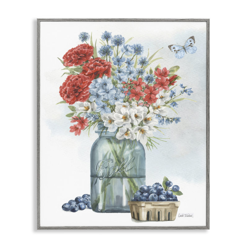 Art de giclée Country Blossoms & Blueberries par Leslie Trimbach, H 30 po x l 24 po, Estampe numérique Farmhouse