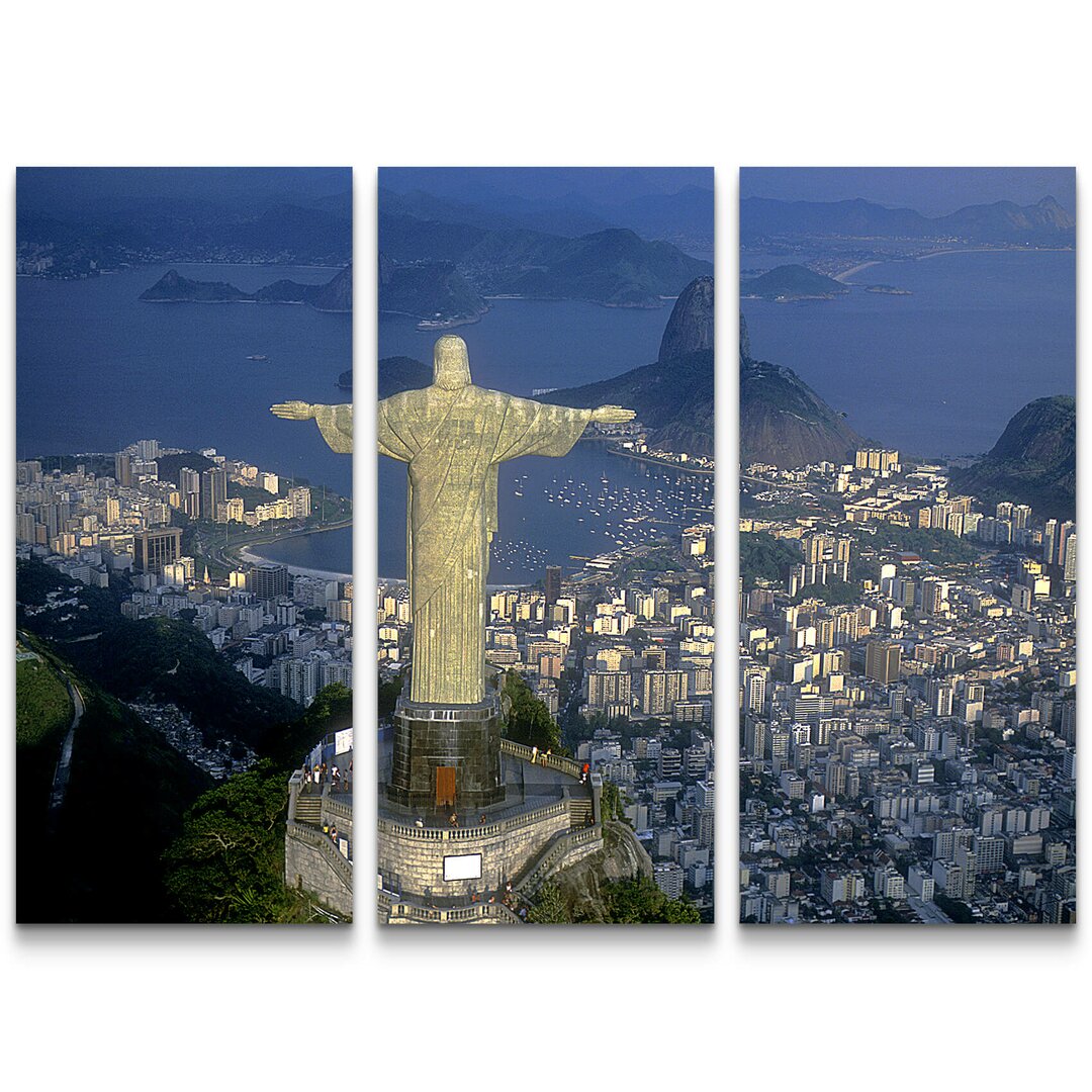 3-tlg. Leinwandbilder-Set Christus Statue in Rio de Janeiro