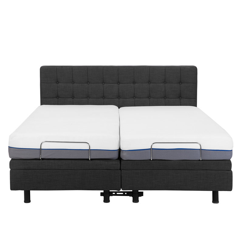 Robards Upholstered Adjustable Bed, Grey, European Single (90 x 200cm)