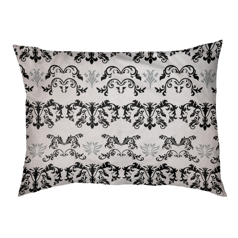 Coussin d'extérieur Houston Football Baroque, Petit (l 28 po x P 18 po x H 4 po), Noir, blanc, argenté