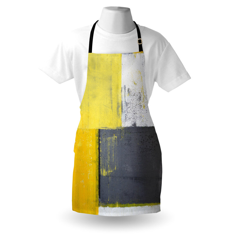 Tablier abstrait de préparation et saveur unisexe, carrés jaune pâle, taille adulte, gris-jaune