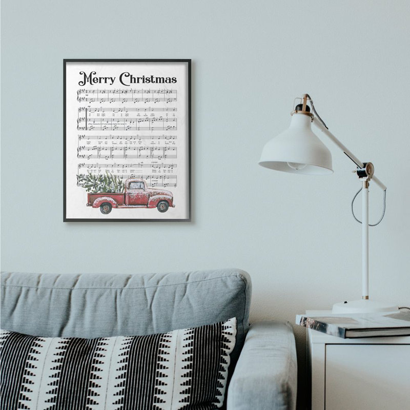 «Merry Christmas Silent Night», reproduction d'impression, H 30 po x l 24 po, Giclée encadrée noir minuit