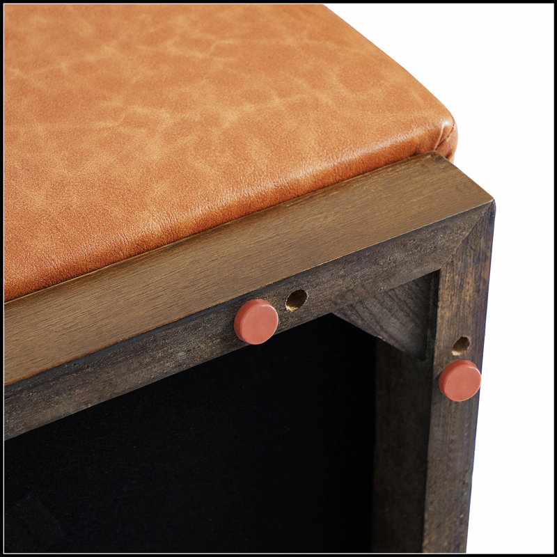 Repose-pieds multifonctionnel en cuir de polyuréthane avec pieds en bois massif, durable et facile à nettoyer pour les espaces de vie modernes