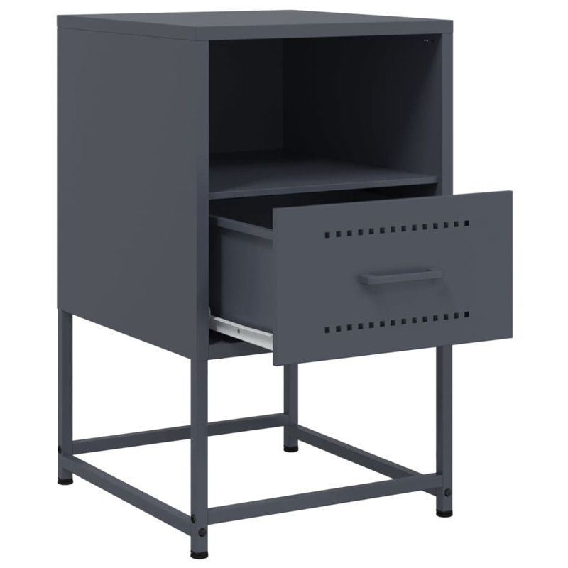Angeliese 36 cm W Steel Bedside Table, Anthracite