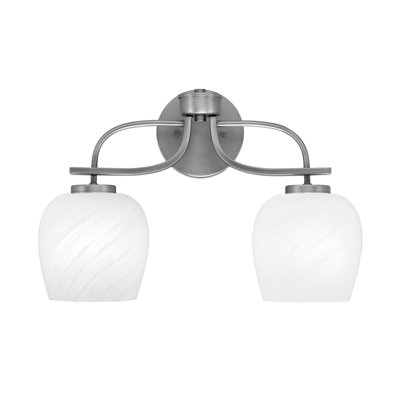 Barre d'éclairage de salle de bain 2 lumières Wynnefield, finition graphite avec verre de marbre blanc de 6 po