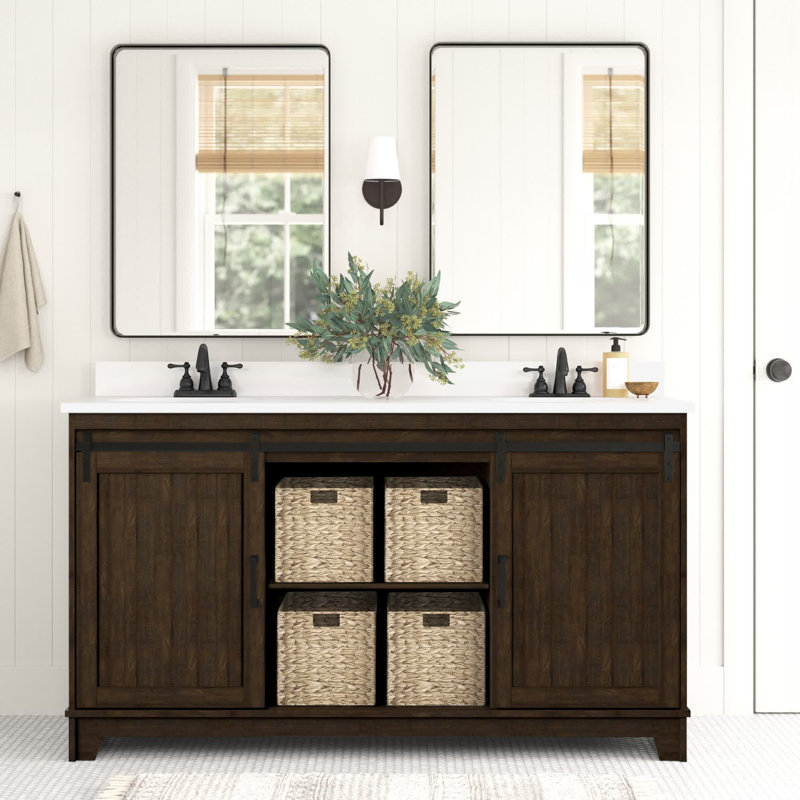 Ensemble de meuble-lavabo double 60 po Braylen, Gris