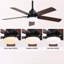 Ventilateur de plafond moderne de 42 pouces avec lumière DEL et 5 pales à télécommande, moteur à courant continu réversible noir pour chambre à coucher-1481499563-1481499566