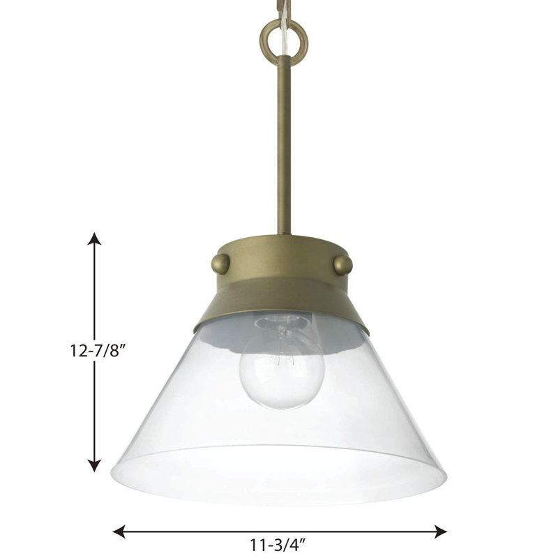 Tapia Trail Aged Brass 1-Light Pendant with Seeded Glass Shade