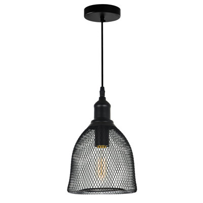 7'' Farmhouse Mini Pendant Light in Black – For Kitchen Island, Dining Room, Hallway – E26 LED Compatible, Adjustable Height