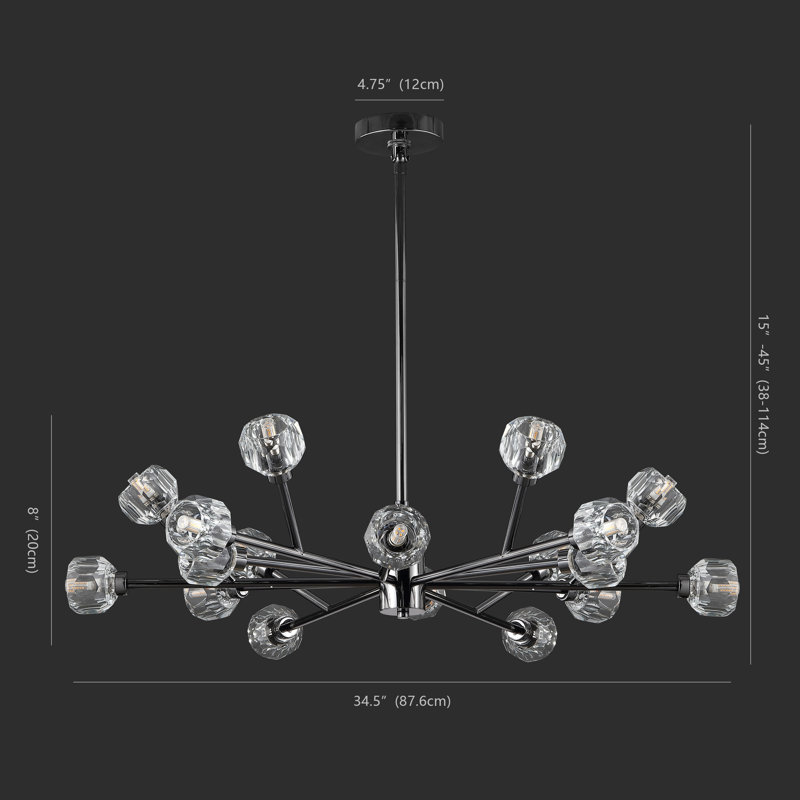 Elizabelle 18 - Light Chandelier, Black