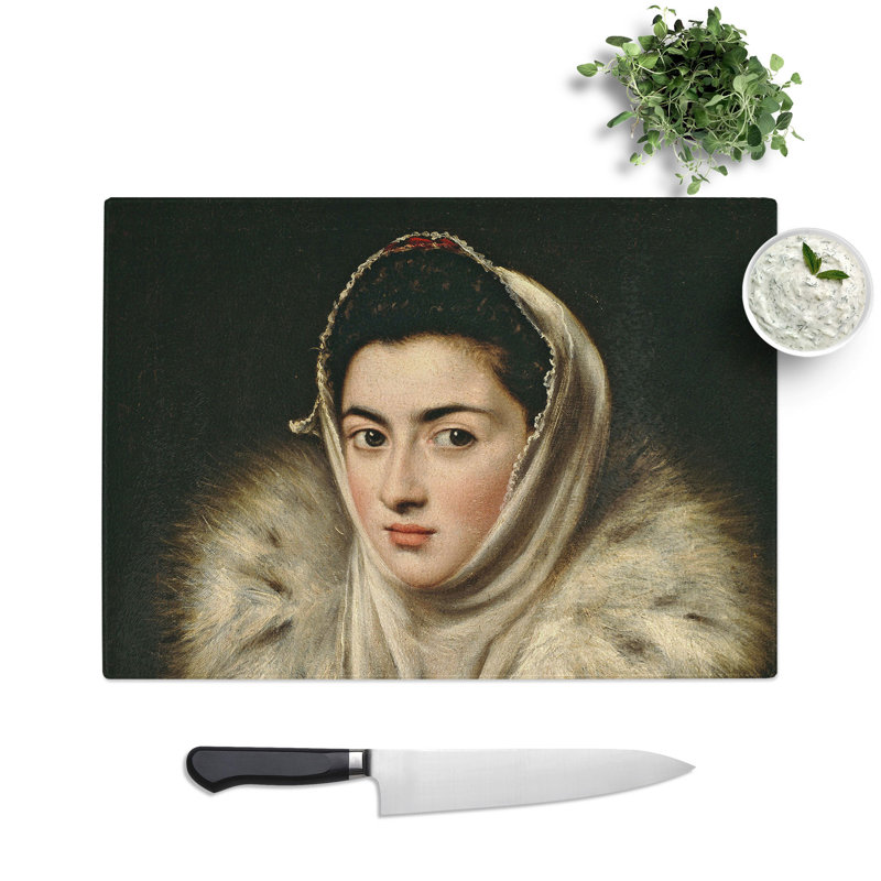 Lady in a Fur Wrap by El Greco Chopping Board, 0.4cm H x 20cm W x 28.5cm L