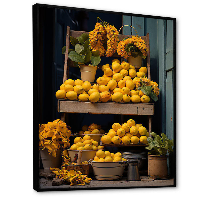 " Cuba Citrus Harmony ", 20" H x 12" W x 1" D, Black Floater Framed