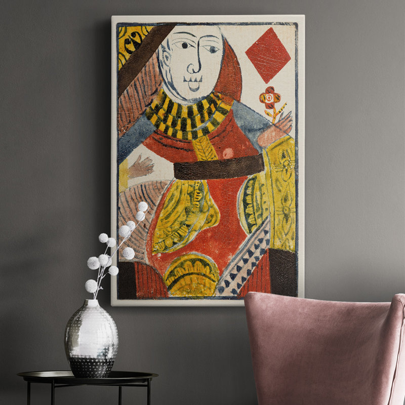 Cartes rétro IV - peinture sur toile tendue, H 18 po x l 12 po x P 1 po