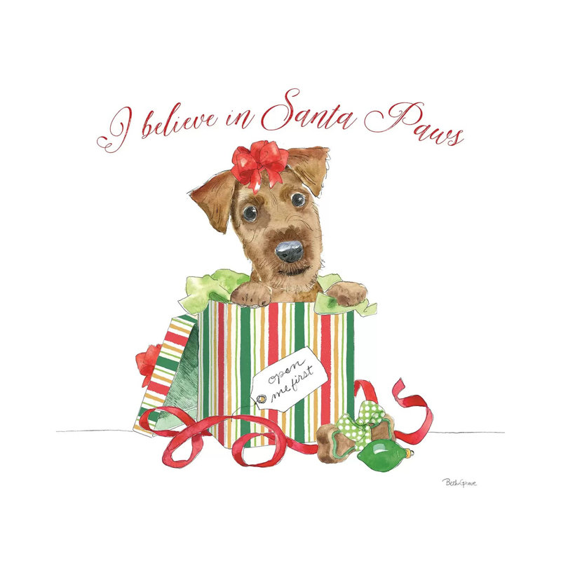 Holiday Paws II On White by Beth Grove - Wrapped Canvas Print, 66.04 cm H x 66.04 cm W x 3.175 cm D