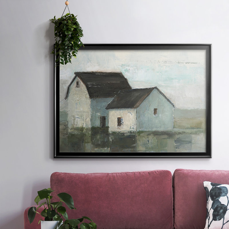 Barn At Sunset II, reproduction d'art sur toile, H 26 po x l 38 po x P 1,5 po, Noir