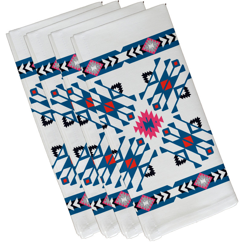 Alfreda Polyester Geometric Square Napkin, Blue