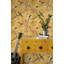 Rouleau de papier peint à motif de cerisiers en fleurs rétro avec motif floral jaune doré
