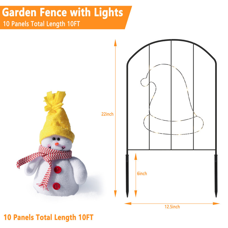 10-Panel Christmas Style B Solar Fence Lights