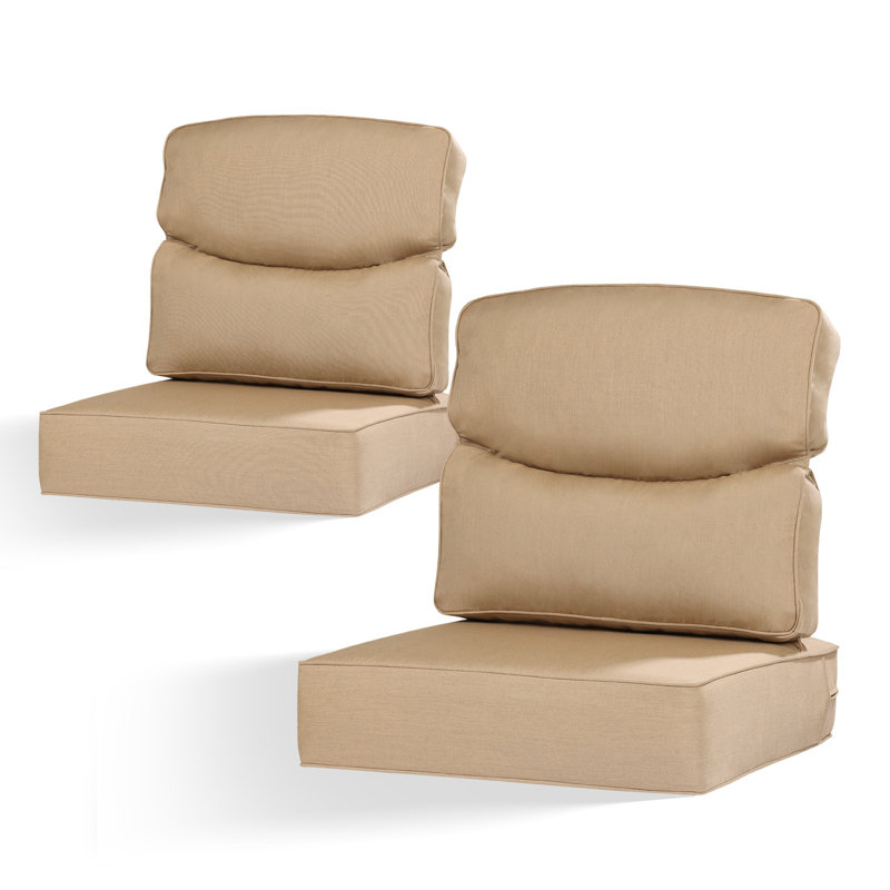  Smile Outdoor Chair Cushions Set, Sunbrella Fabric High Back and Deep Seating Outdoor Cushion, Set of 2, 25" W x 25" D