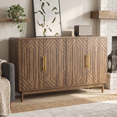 Artistic Walnut Sideboard Buffet Cabinet with Adjustable Shelving for Living Room, Dining Room, or Entryway