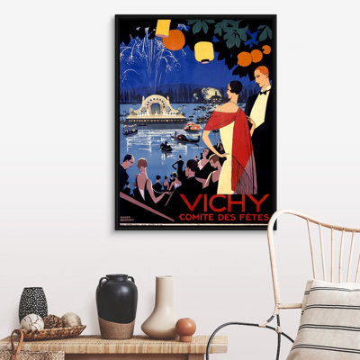 «Vichy, Comite des Fêtes», affiche rétro, par Roger Broder, reproduction d'art sur toile encadrée par Roger Broder