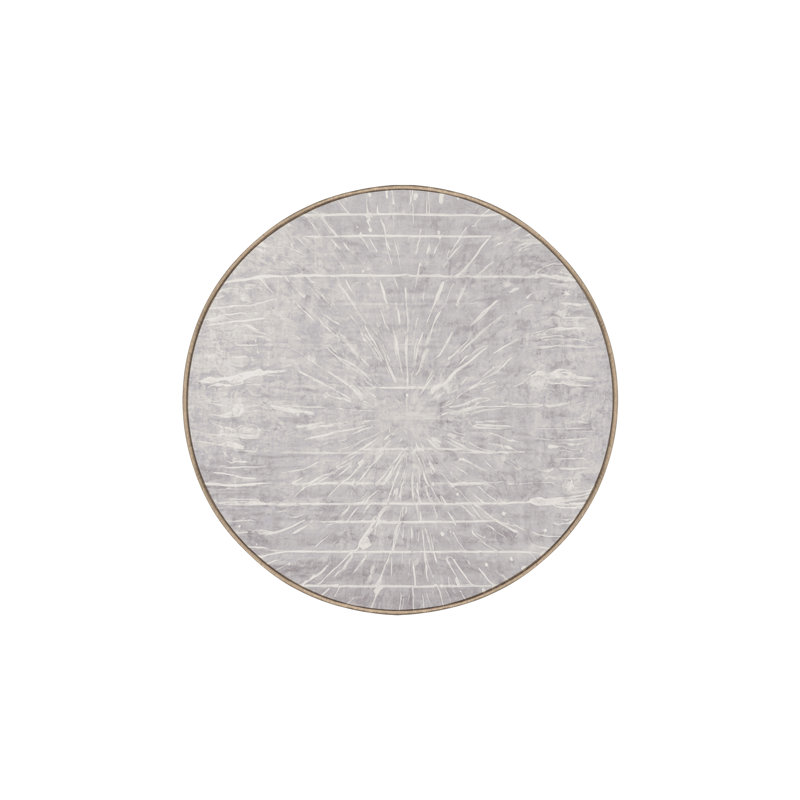 Tapis beige soyeux et moelleux, Rond 6 pi
