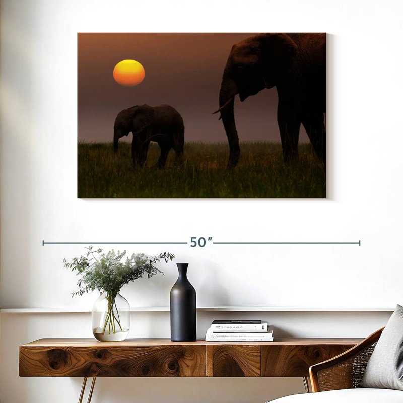Brampt Grazing Elephant Family, 26" H x 39" W