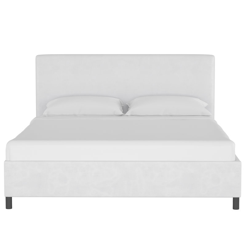 Pyburn Upholstered Platform Bed, California King, Classic White Velvet