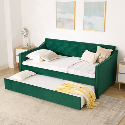 Twin Size Upholstery Daybed With Twin Size Pop-Up Trundle And USB Charging Design
