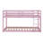 Twin Over Twin Solid Rubber Wood Floor Bunk Bed – Ladder & Strengthened Slat Upper/Bottom Platforms-716548764