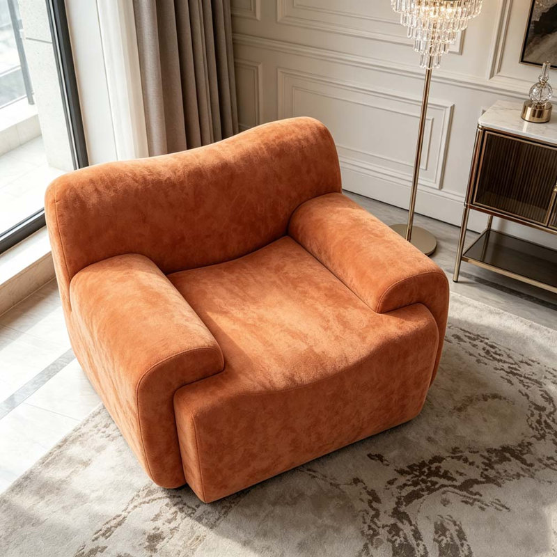 Chaise d'appoint moderne rembourrée, Orange
