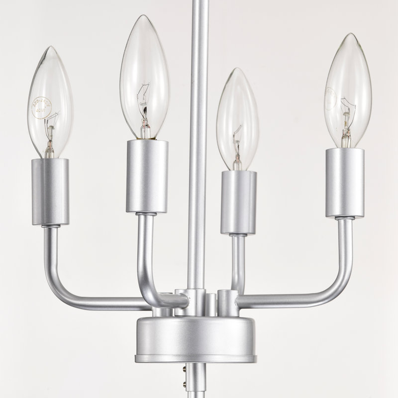 Luminaire suspendu en métal 8 lumières campagnard, Argent / noir mat