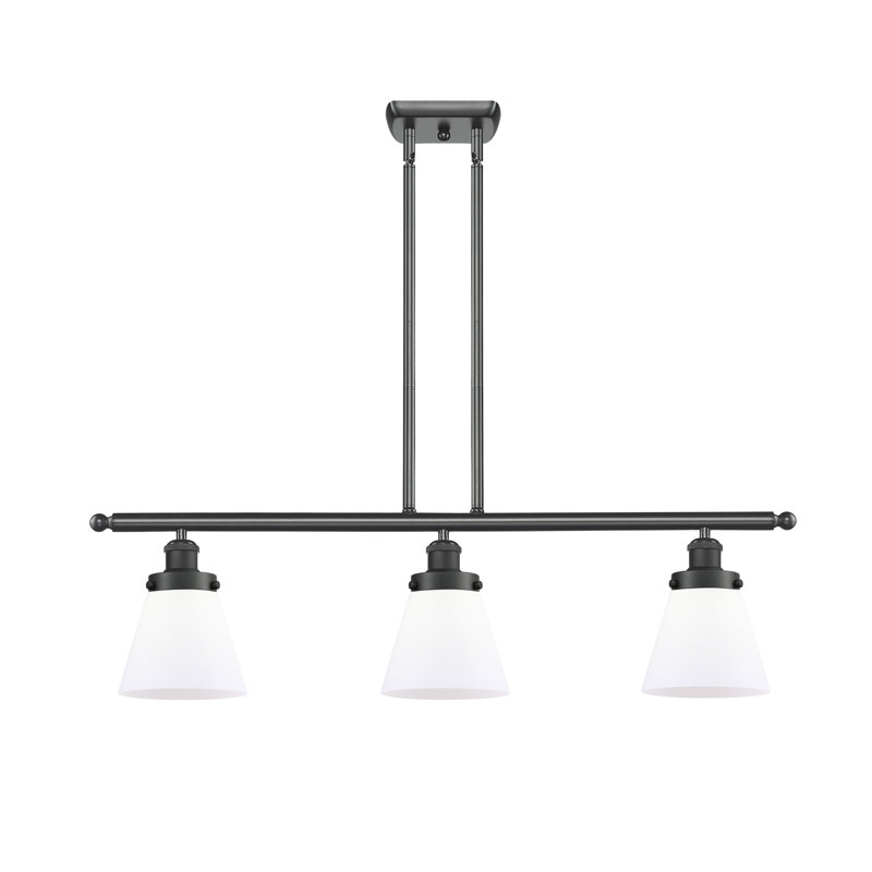 Luminaire suspendu linéaire à 3 lumières pour îlot de cuisine Wilmoth, Blanc mat, Noir mat, DEL