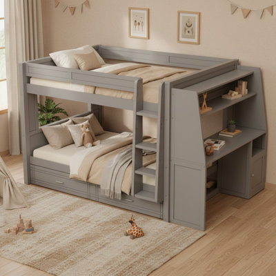 Full Over Full Bunk Bed With Desk And Trundle