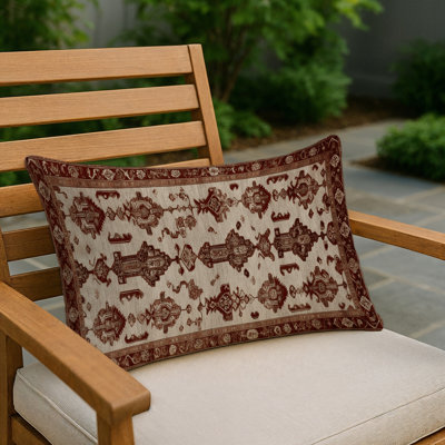 Coussin décoratif à carreaux brun intérieur et extérieur