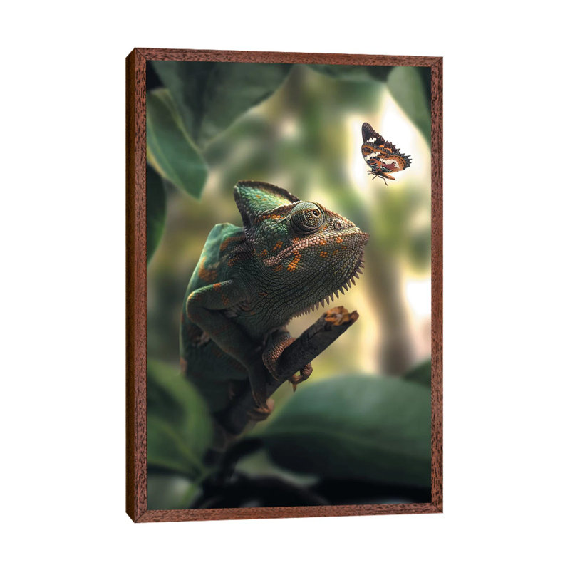Chameleon Butterfly by Zenja Gammer - Print on Canvas, 66.04 cm H x 45.72 cm W, Classic Brown Wood Framed