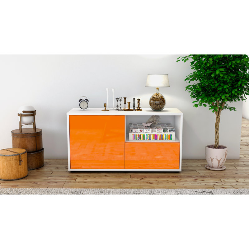 Sincere 92cm W 1 - Drawer Chest of Drawers, High-gloss Orange / Matte White