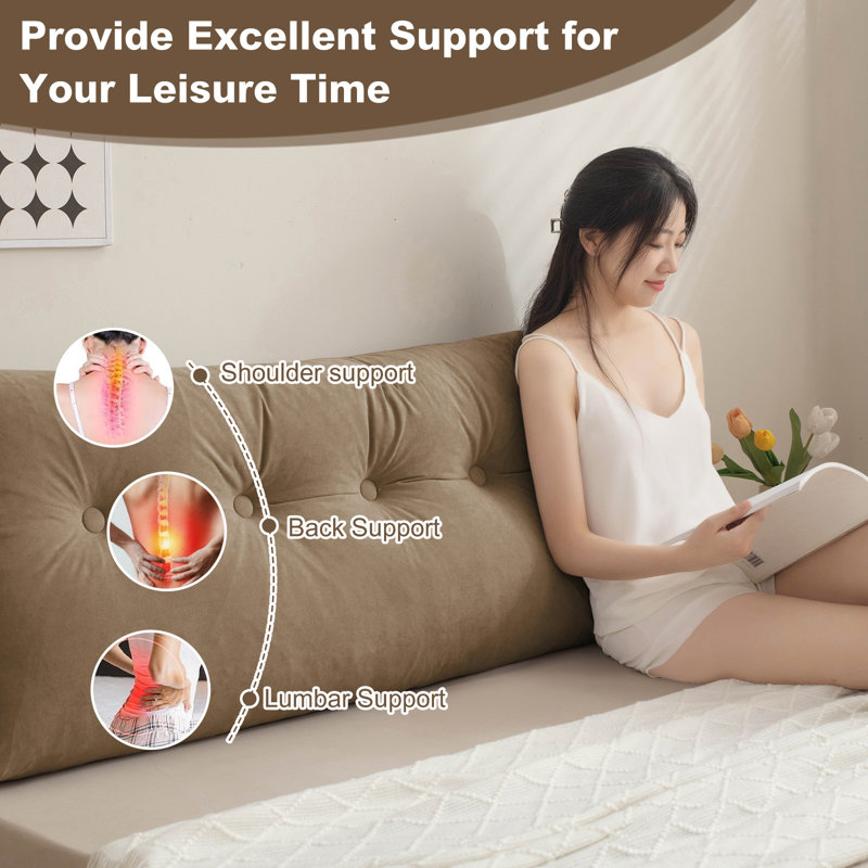 Triangle Headboard Pillow Wedge Backrest Cushion For Bed Headboard Gap, 20" H x 39" W