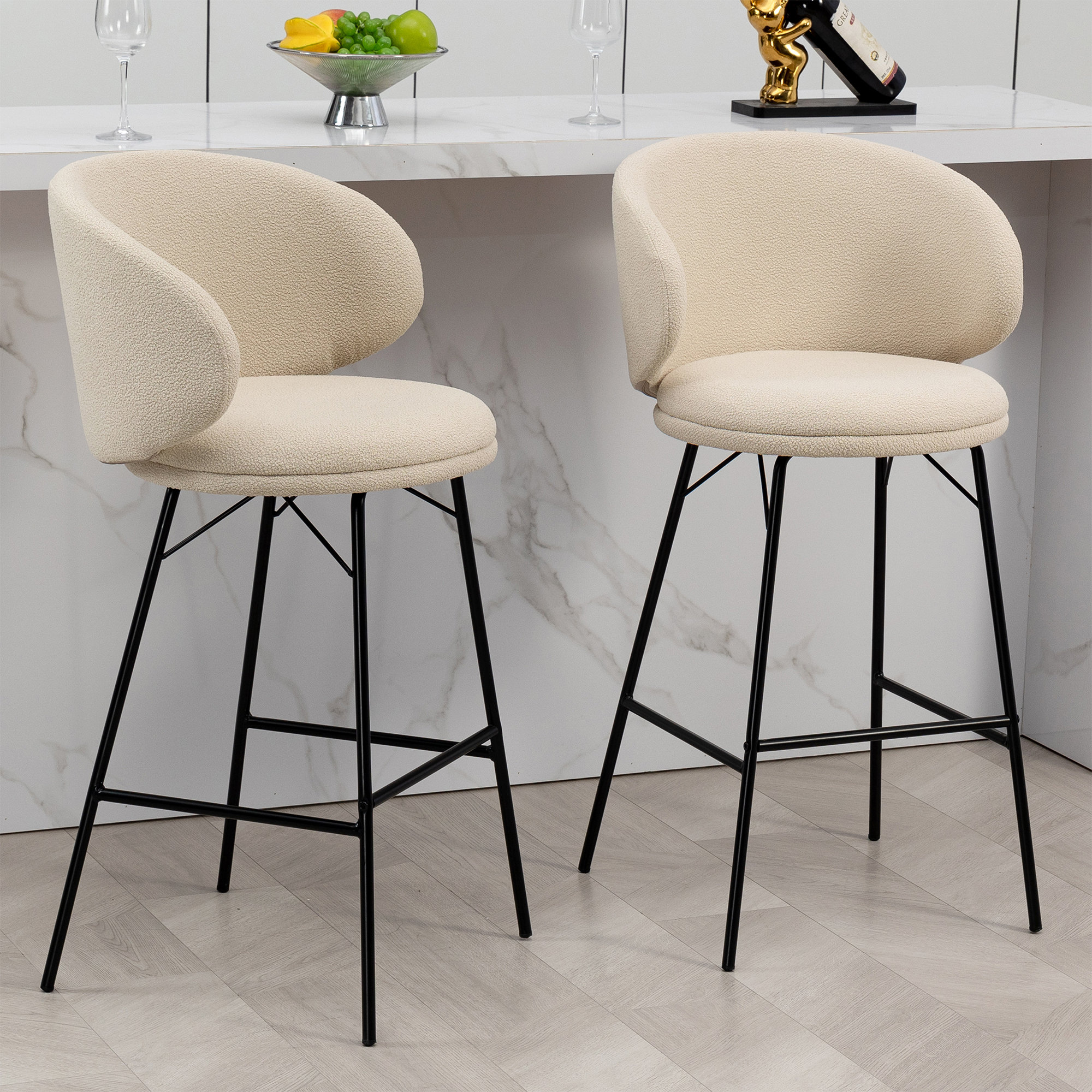Ivy Bronx Lemonica Boucle Counter & Bar Stool Wayfair