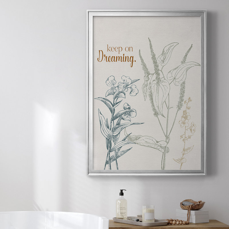 «Keep On Dreaming», toile encadrée de qualité supérieure - prête à être accrochée, H 42,5 po x l 30,5 po, Argent