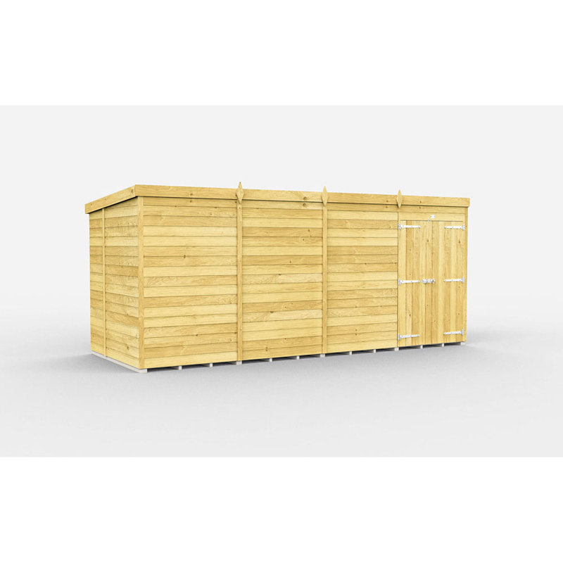 15ft x 7ft Pent Shed - Double Door without Windows