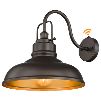 Luminaire de grange d'extérieur 17,7 pouces Dusk To Dawn, finition bronze huilé