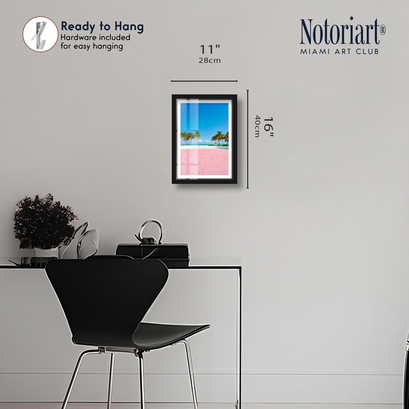 «Pink Court Palm Shadowbox Print» par Notoriart, Noir, H 16 po x l 11 po