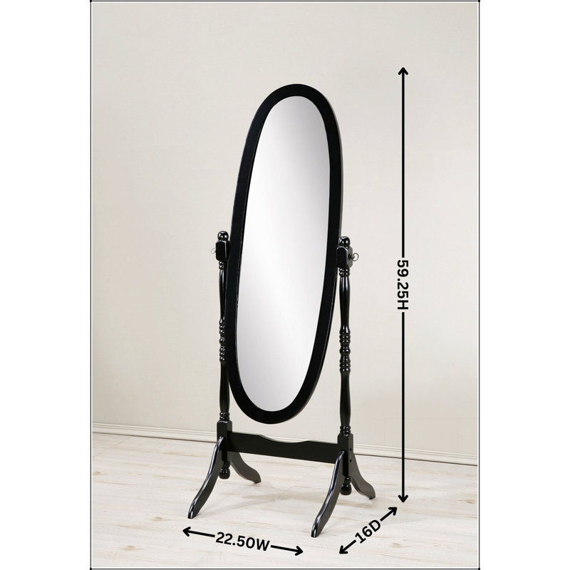 Traditional Queen Anna Style Wood Floor Cheval Mirror, Silver Finish, Adjustable For Full-Body Reflection And Elegant Decor